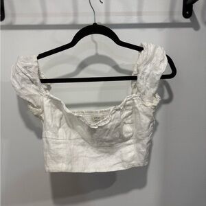 Wilfred Linen Off The Shoulder Bustier Cap Sleeve